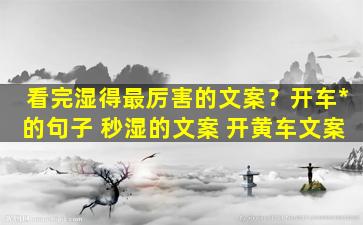 看完湿得最厉害的文案？开车*的句子 秒湿的文案 开黄车文案